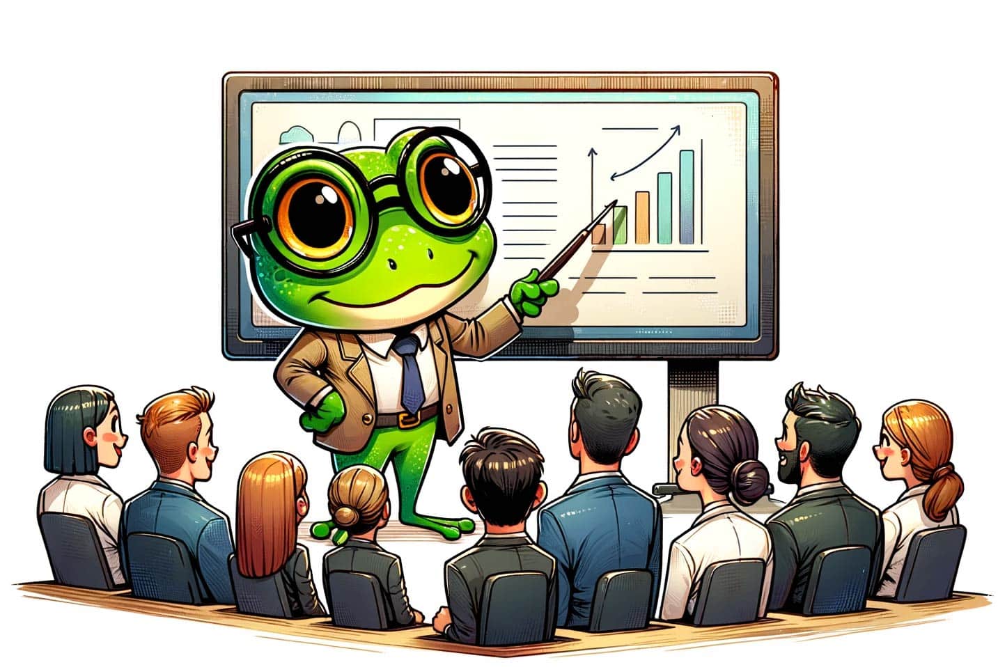 toad-teacher-made-with-ai An AI generated image of a toad teaching a group of people AI