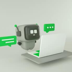 A cute friendly robot helps with customer service